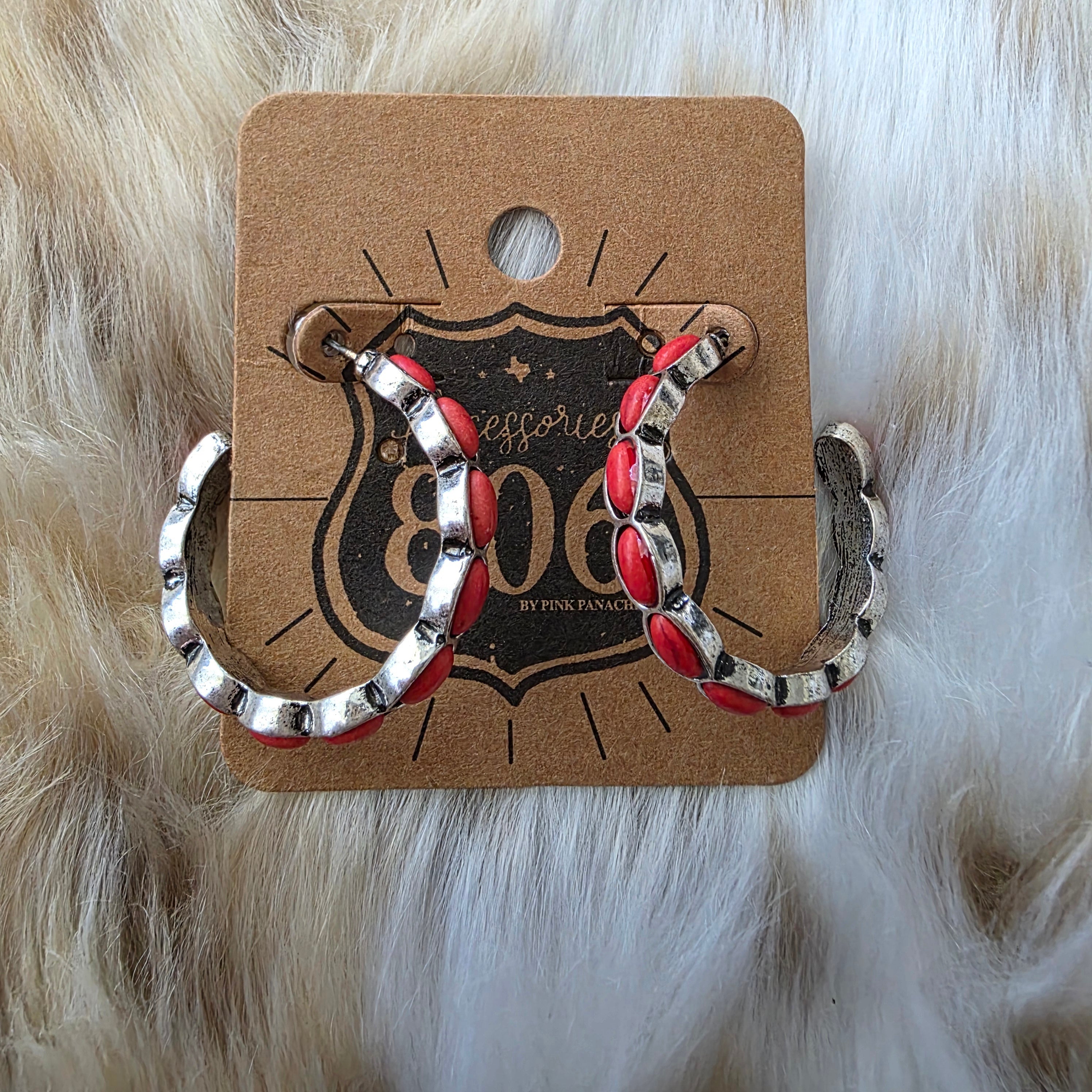 Red Rock Hoops Earrings Pink Panache