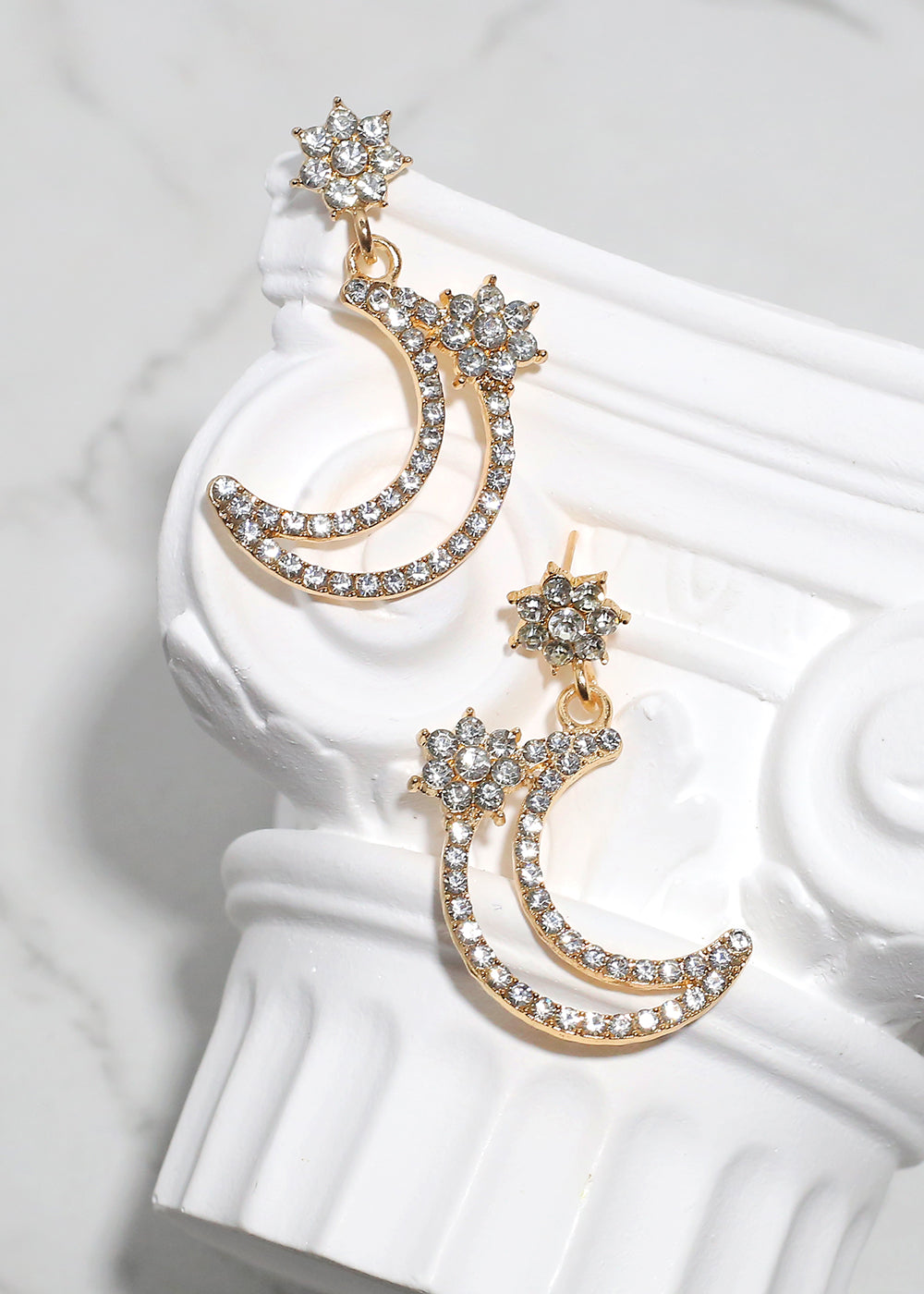 Rhinestone Moon Earrings Vintage Vibes Boutique