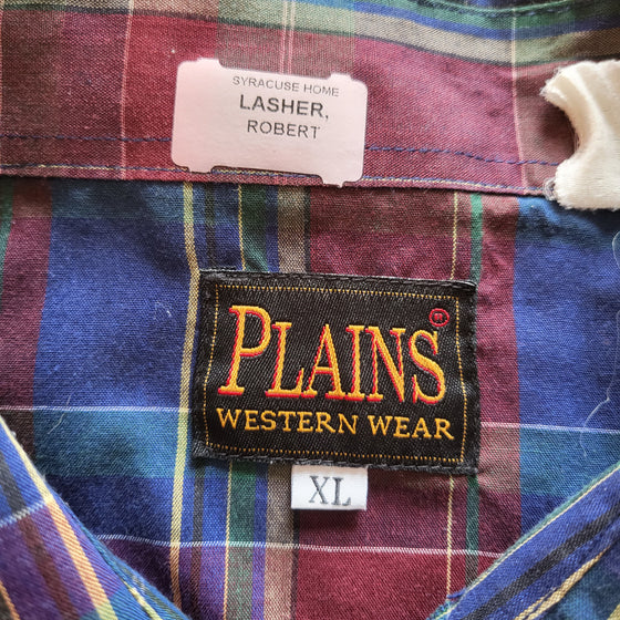 Plains Western Wear Vintage Pearl Snap Button Down