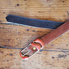 Vintage Leather Belt With Orange Enamel Metal Buckle Size Medium