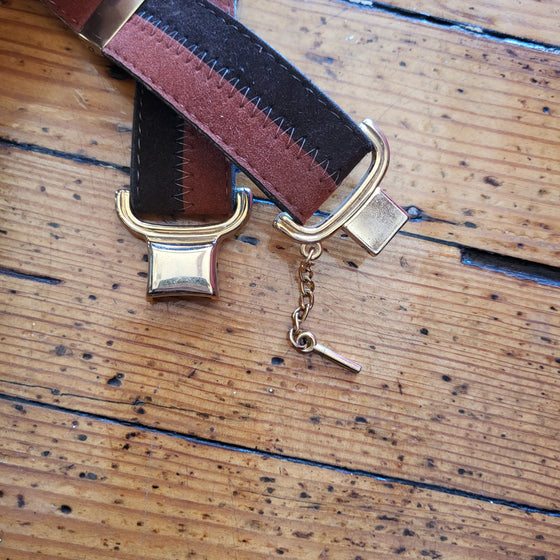 Vintage Leather Chain Buckle Belt Brown and Black
