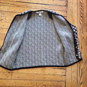 Crystal-Kobe Vintage Houndstooth Knit Cardigan Sweater Size Medium
