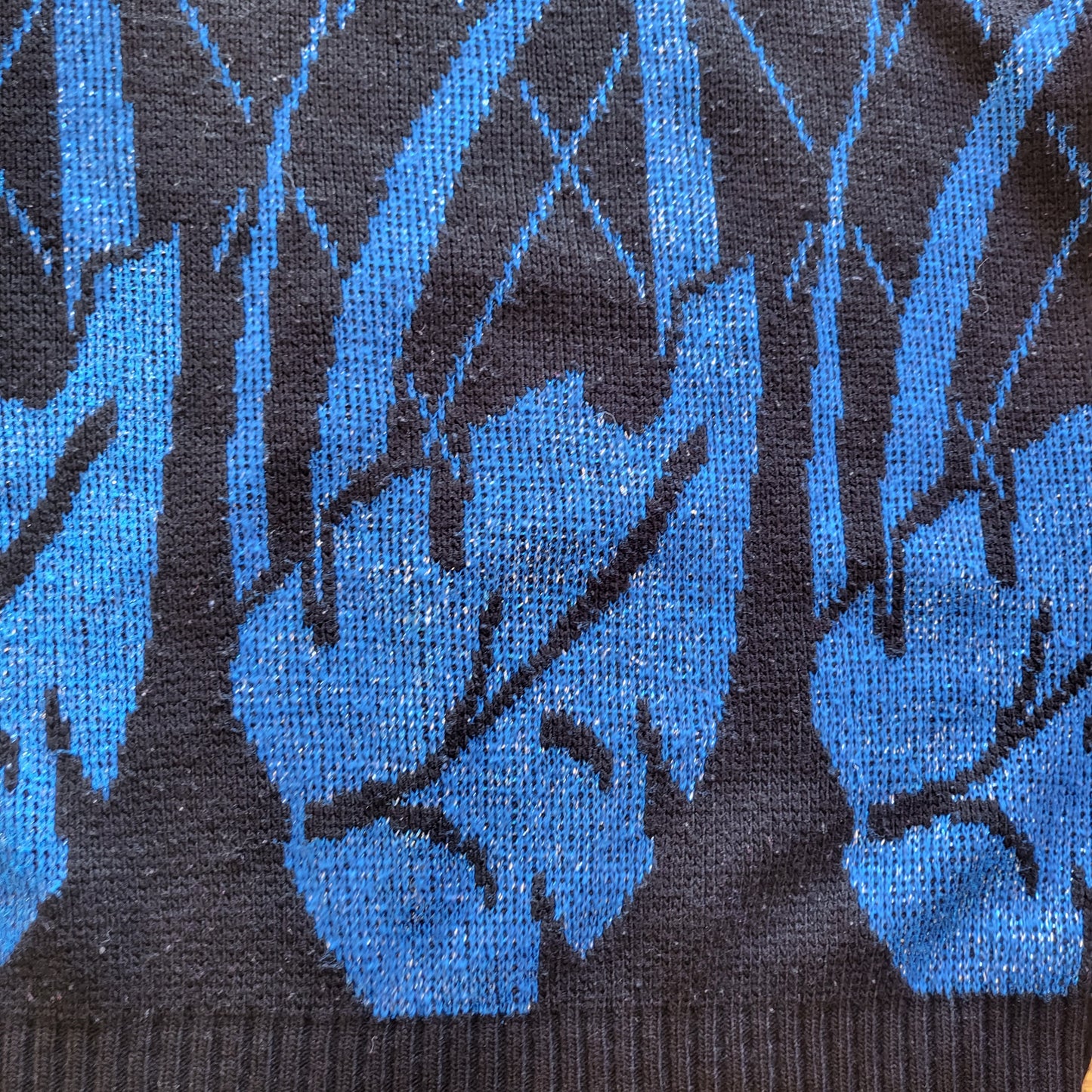 Jonathan Cass Vintage Blue Metallic Leaf Crewneck Sweater  Vintage Vibes Boutique   