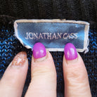 Jonathan Cass Vintage Blue Metallic Leaf Crewneck Sweater  Vintage Vibes Boutique   