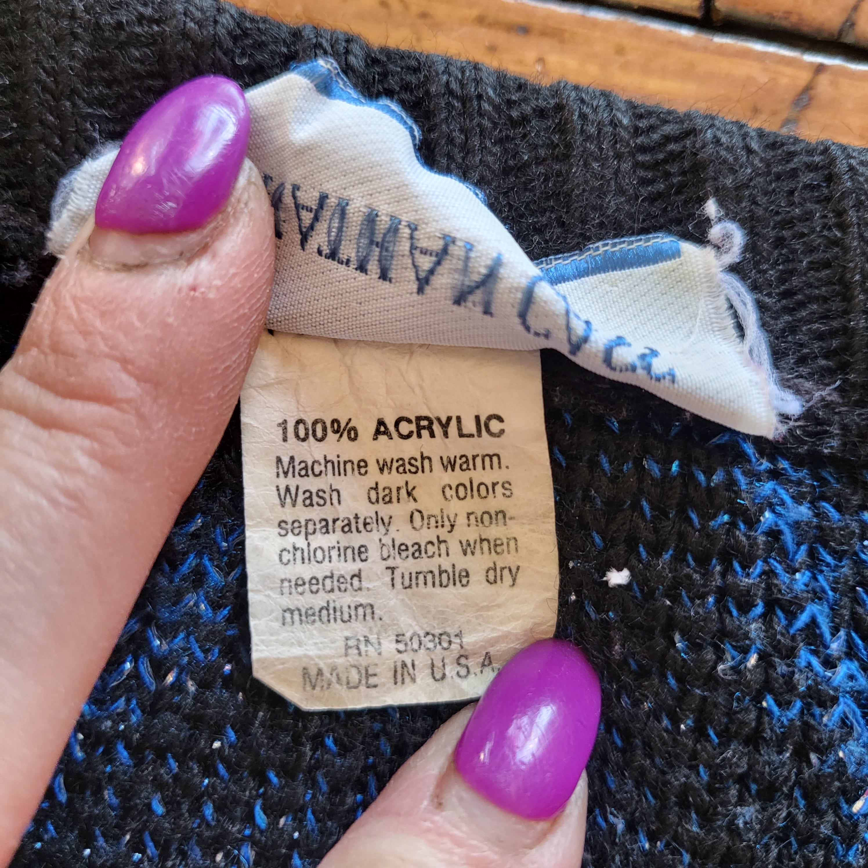 Jonathan Cass Vintage Blue Metallic Leaf Crewneck Sweater  Vintage Vibes Boutique   