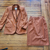 J. Gallery Two Piece Business Suit Blazer Jacket and Skirt Camel Brown Size 10