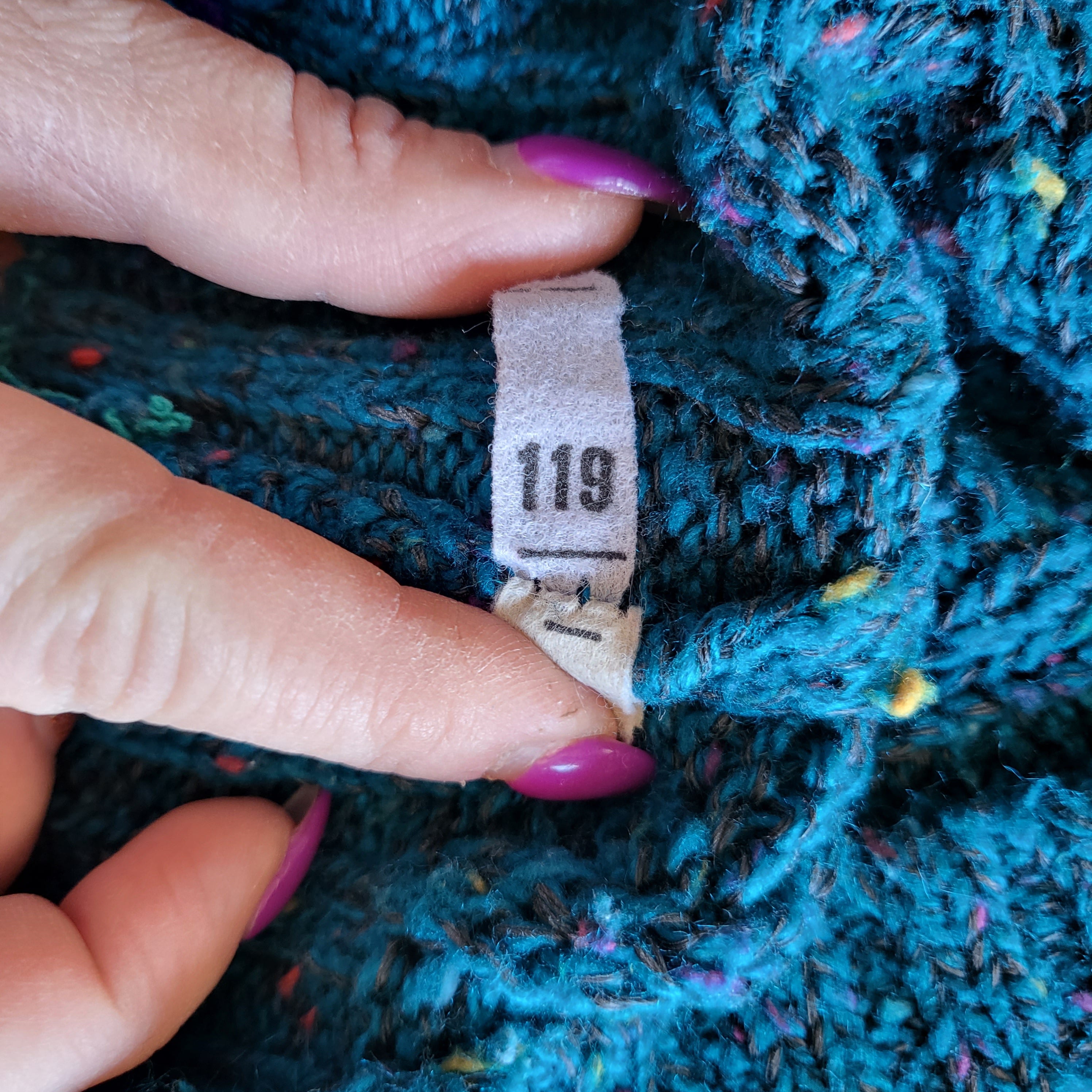 Allison Smith Cable Knit Popcorn Confetti Split Turtleneck Sweater Size Medium