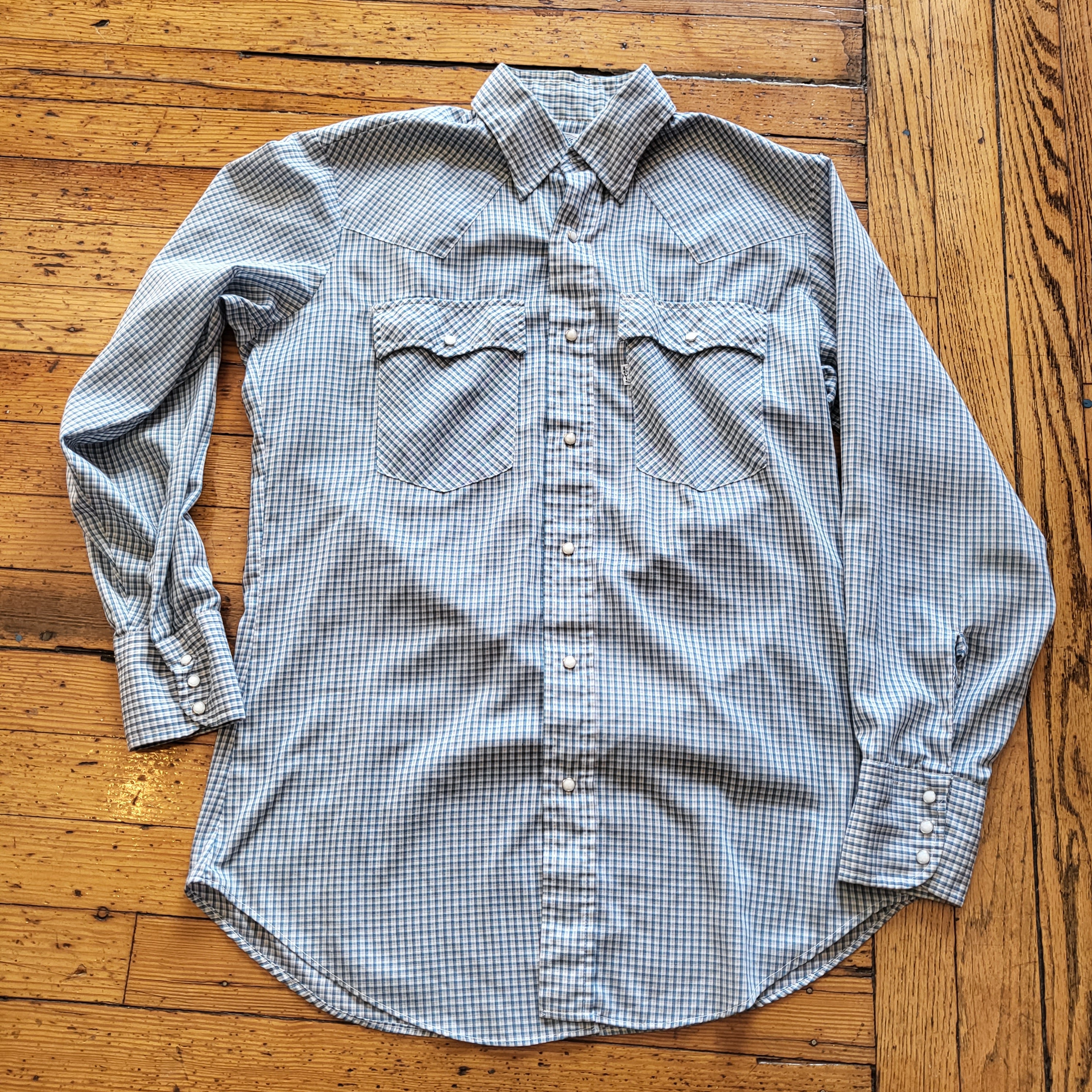 Levi Strauss & Co Vintage 1970s Pearl Snap Button Down Shirt Size 