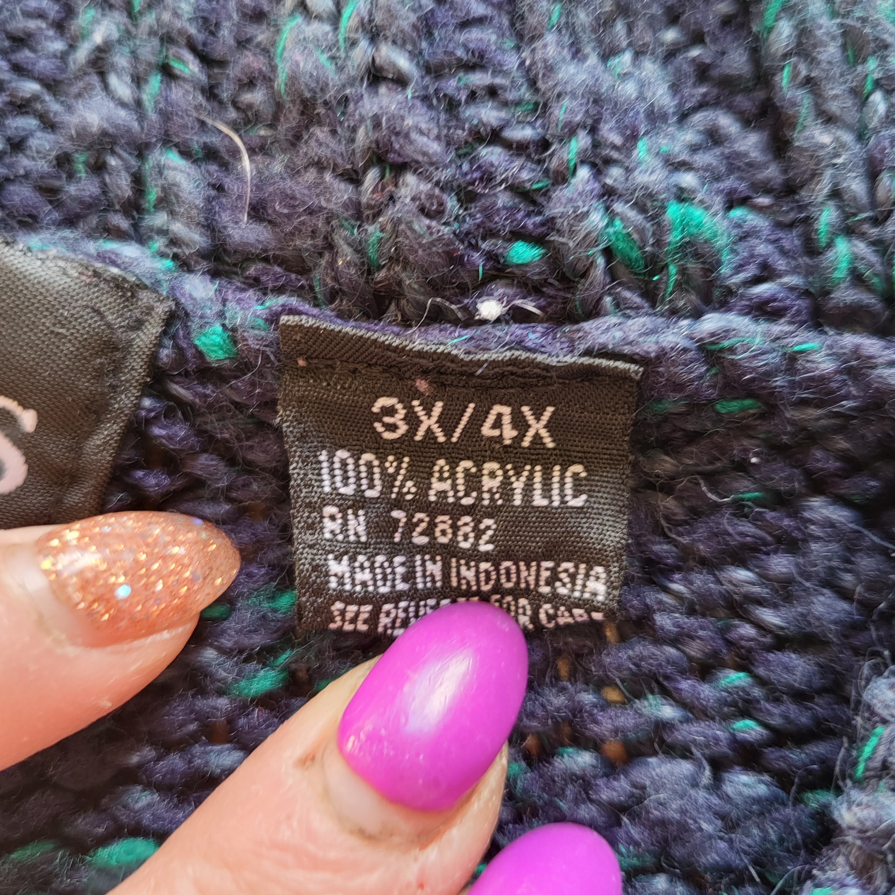 Stefano Basics Vintage Turtleneck Knit Sweater Blue and Green Size 3X/4X