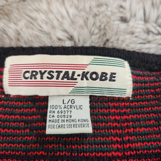 Crystal-Kobe 1980s Christmas Plaid Cardigan Size Large