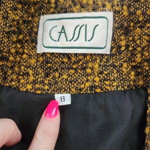 Cassis Vintage Pure Virgin Wool Blazer Jacket Mustard Yellow Size 8