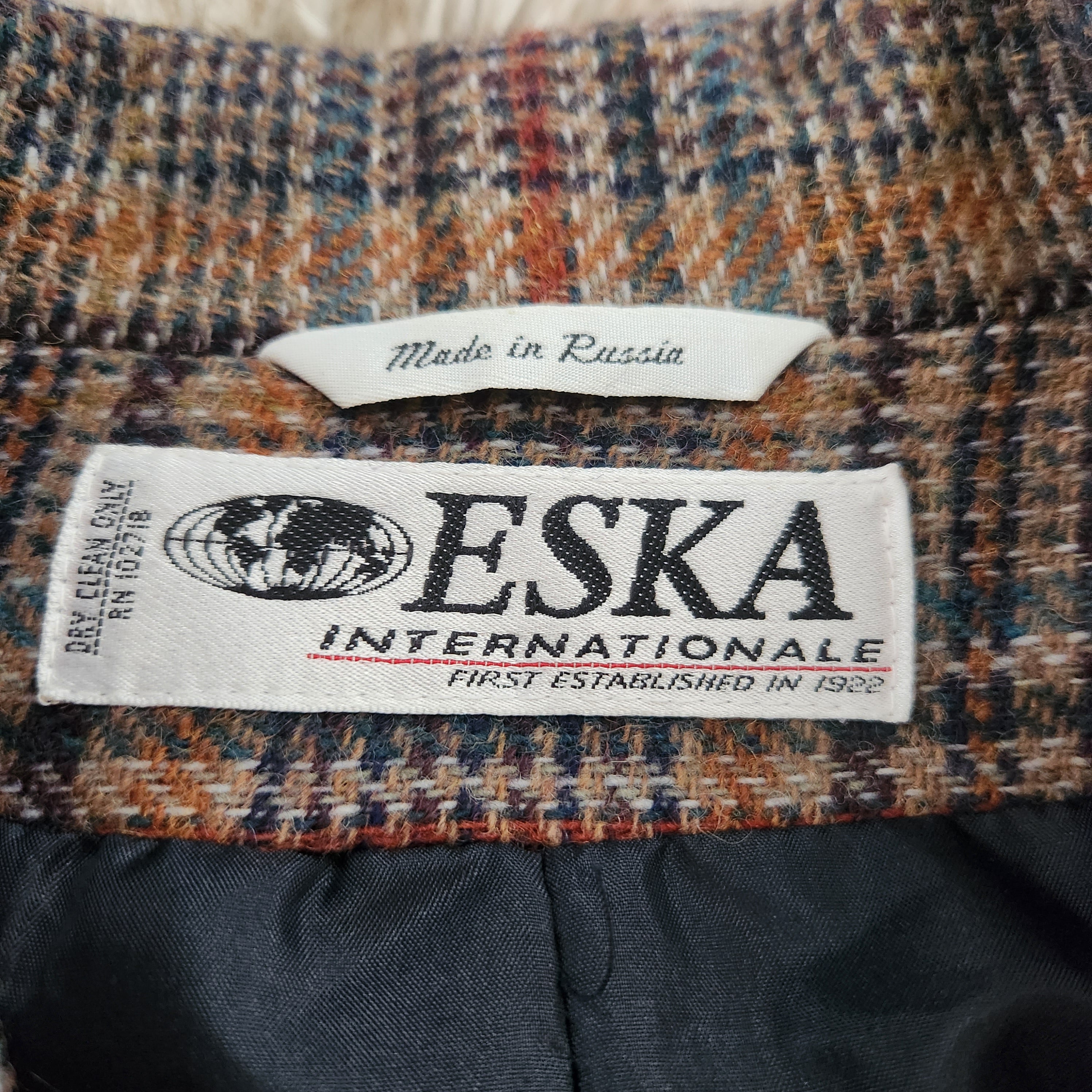 ESKA Internationale Vintage Russian Wool Blazer Jacket Plaid Size 14