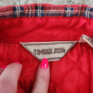 Timber Run Vintage 1980s Men's Flannel Shacket Red Plaid Size Medium