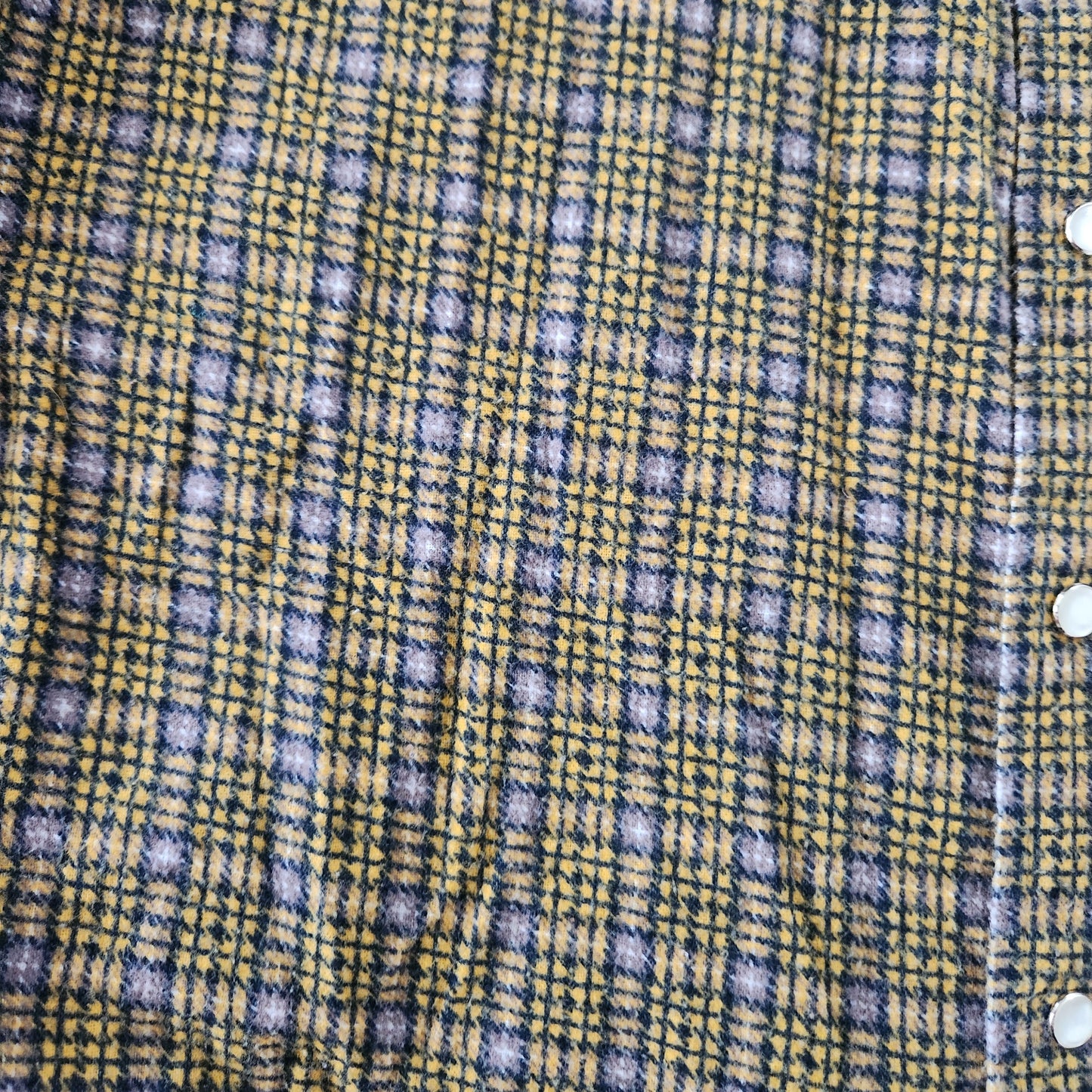 Men's Haband Pearl Snap Long Sleeve Fleece Flannel Yellow and Gray Size XLT  Vintage Vibes Boutique   