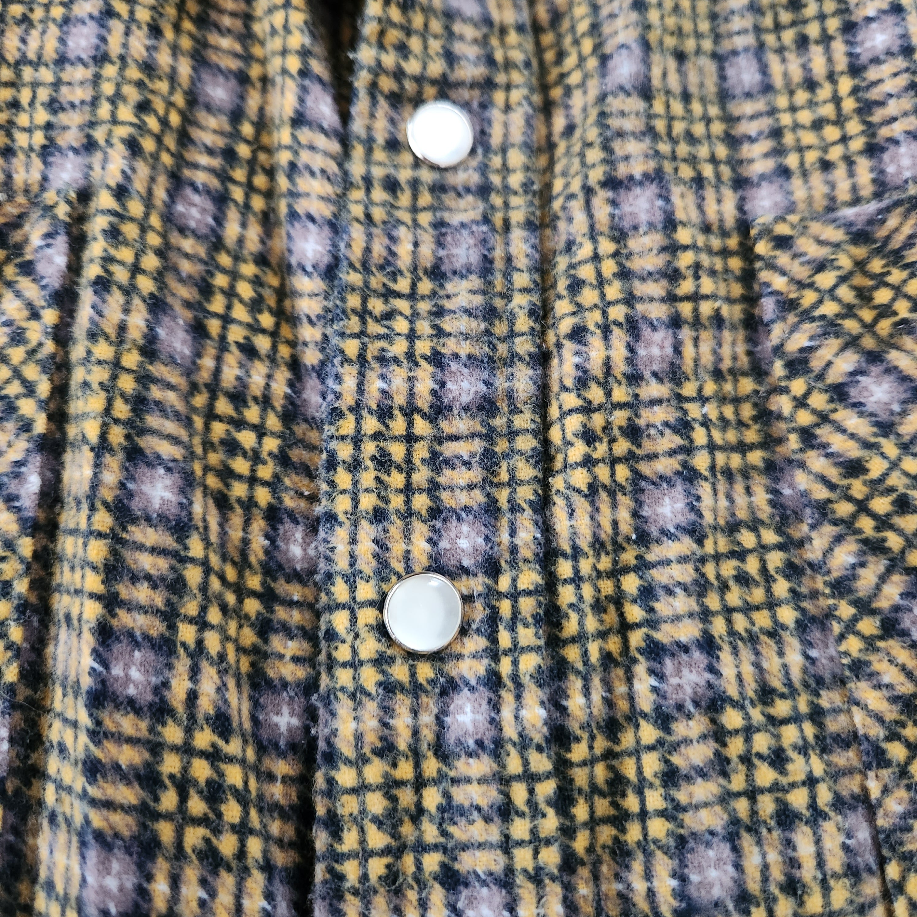 Men's Haband Pearl Snap Long Sleeve Fleece Flannel Yellow and Gray Size XLT  Vintage Vibes Boutique   