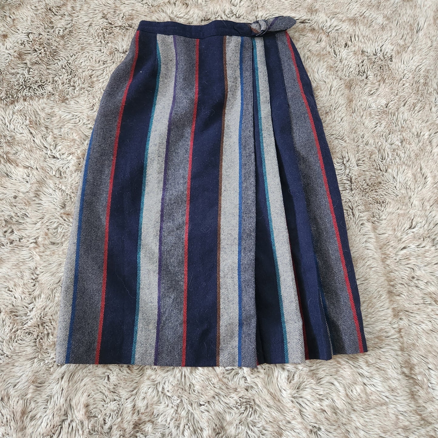 Haberdashery Collection by Personal Petites Vintage Stripes Wool Midi Skirt  Vintage Vibes Boutique   