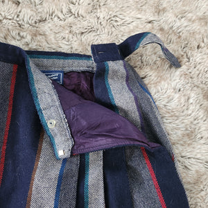 Haberdashery Collection by Personal Petites Vintage Stripes Wool Midi Skirt