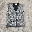 Donna Maurizio Vintage Gray and White Diamond Print Sweater Vest Size Large  Vintage Vibes Boutique   