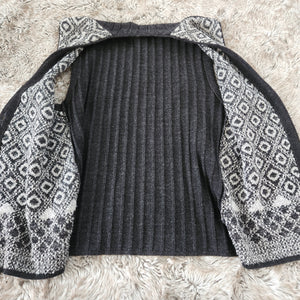 Donna Maurizio Vintage Gray and White Diamond Print Sweater Vest Size Large