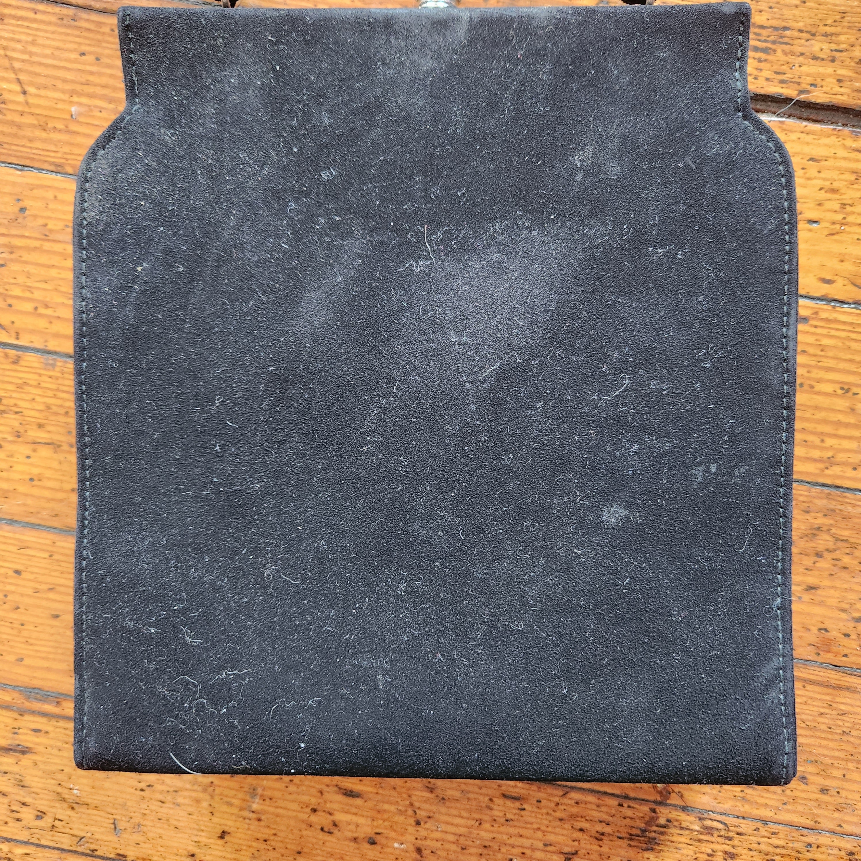 Vintage Black Velvet Rhinestone Clasp Handbag