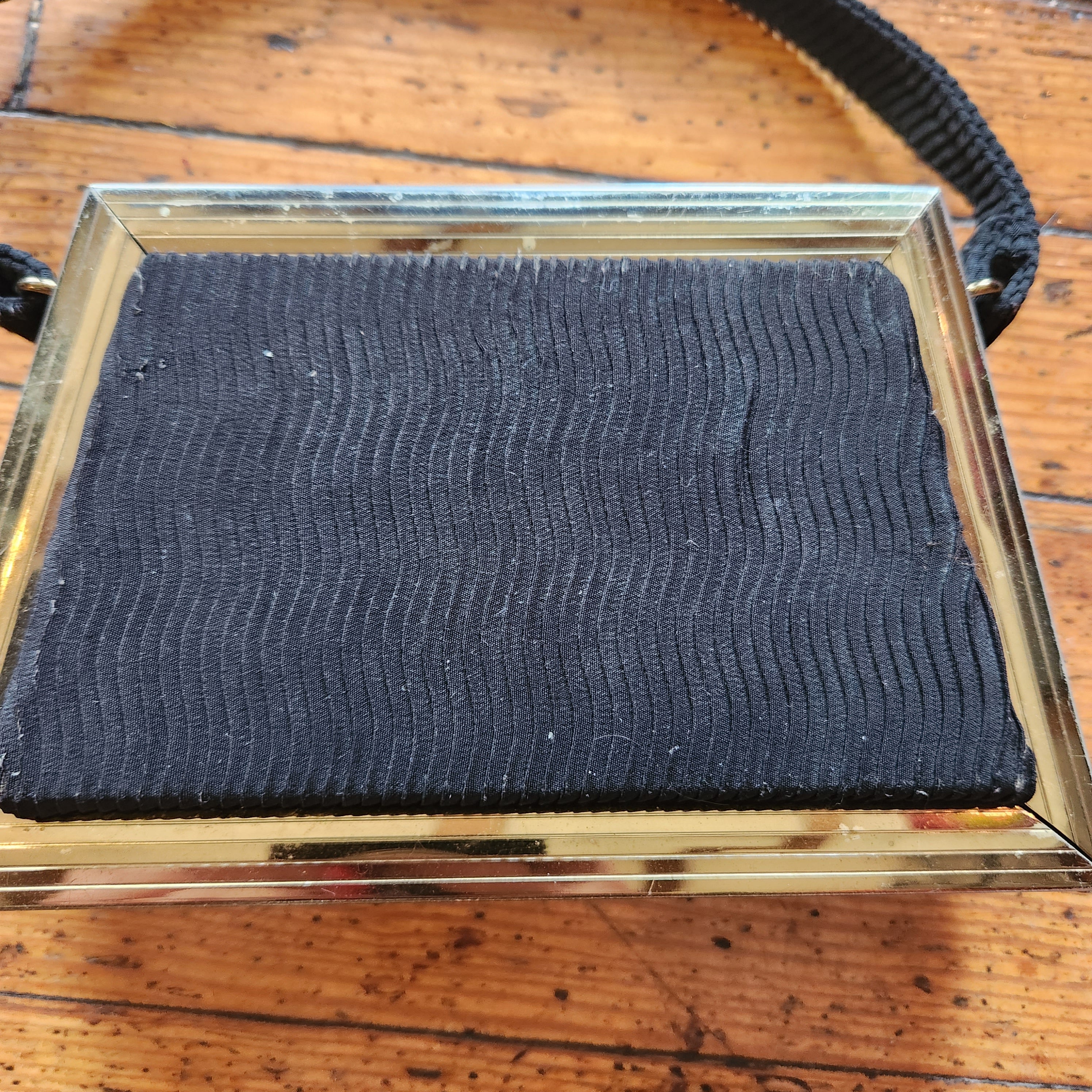 Vintage Black and Gold Hard Side Handbag  Vintage Vibes Boutique   