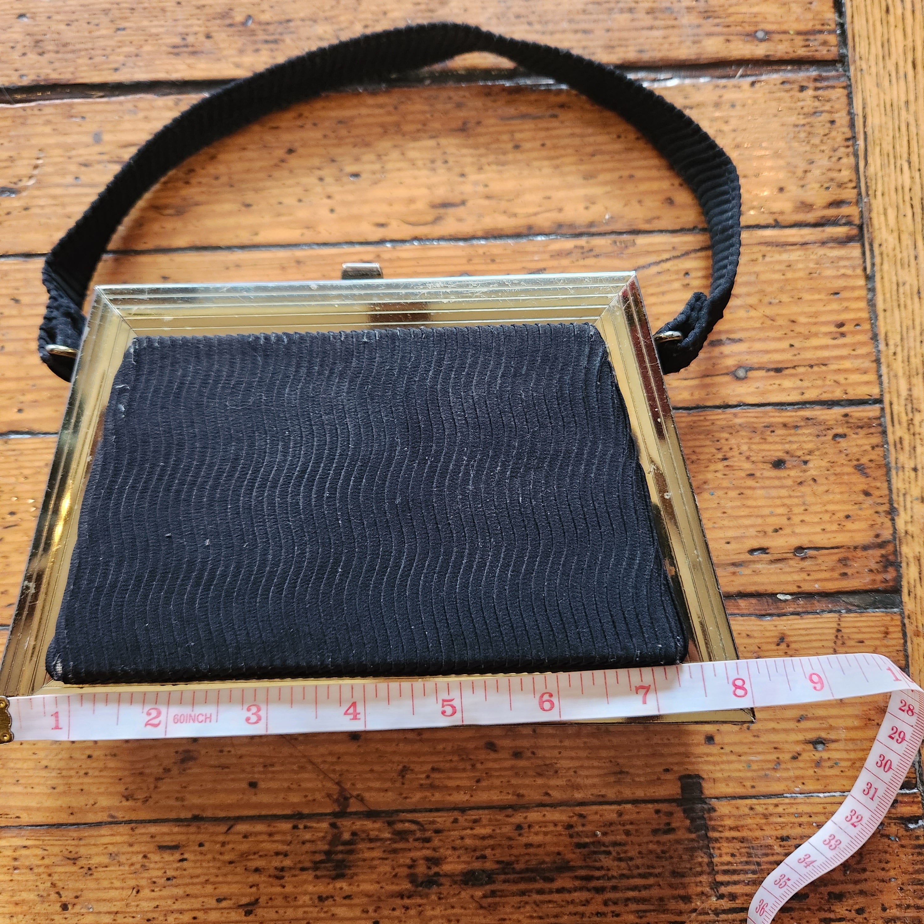 Vintage Black and Gold Hard Side Handbag  Vintage Vibes Boutique   