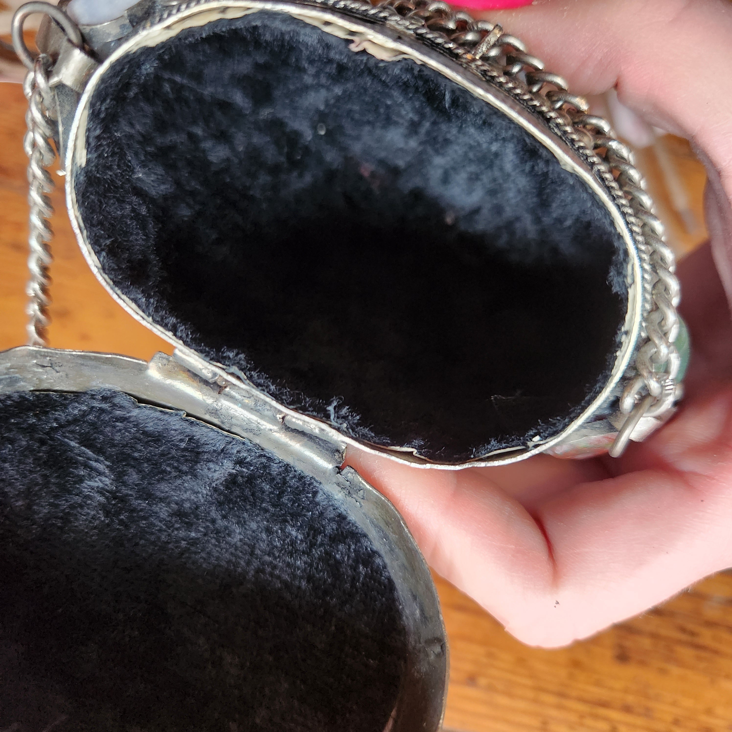 Vintage 1960's Tibet Handcrafted Metal & Semi Precious Stones Ornate Evening Bag  Vintage Vibes Boutique   