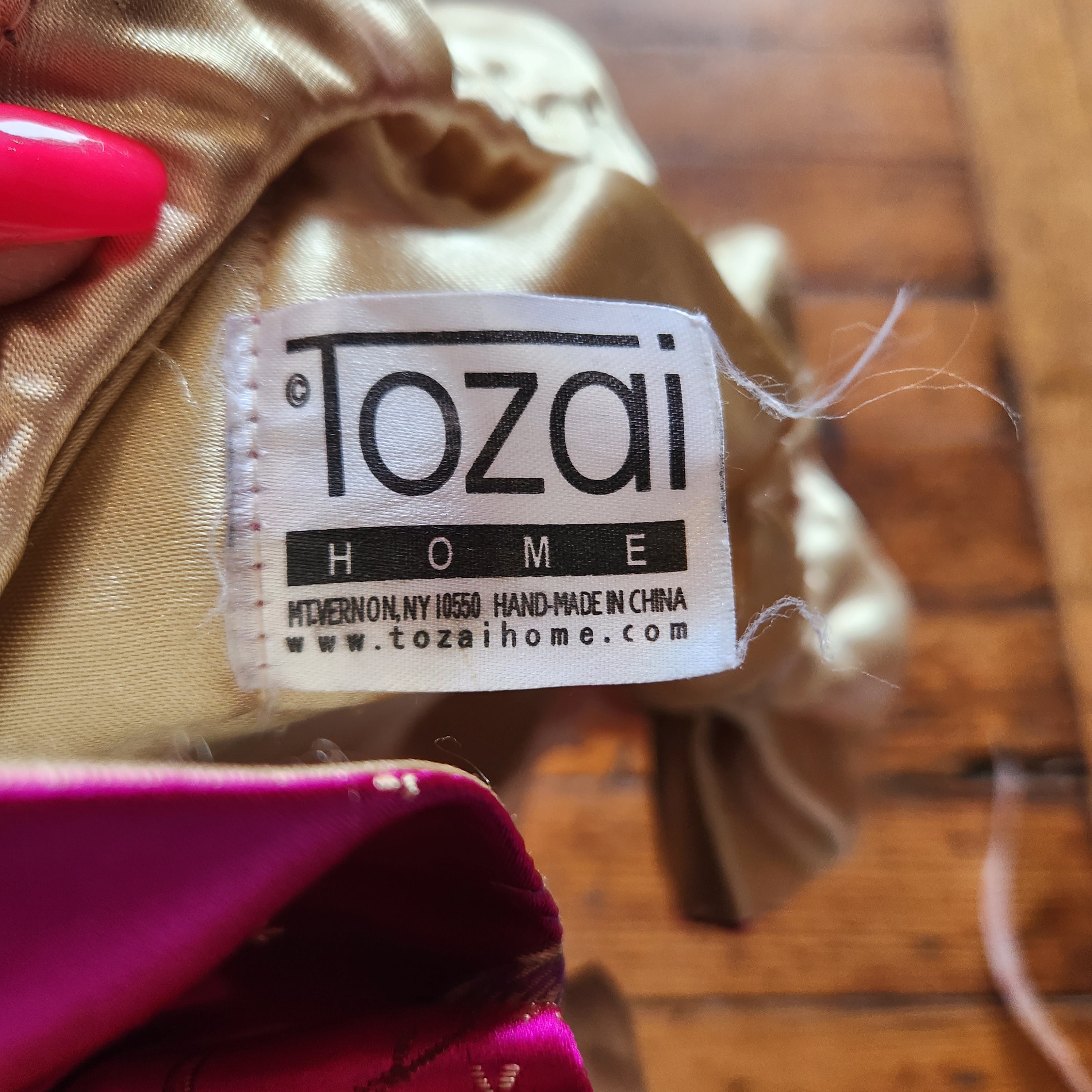 Tozai Home Vintage Y2K Pink Embroidered Silk Oriental Potli Drawstring Bag