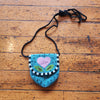 ME Ink Vintage Beaded Pouch Necklace Bag Heart Flower Design