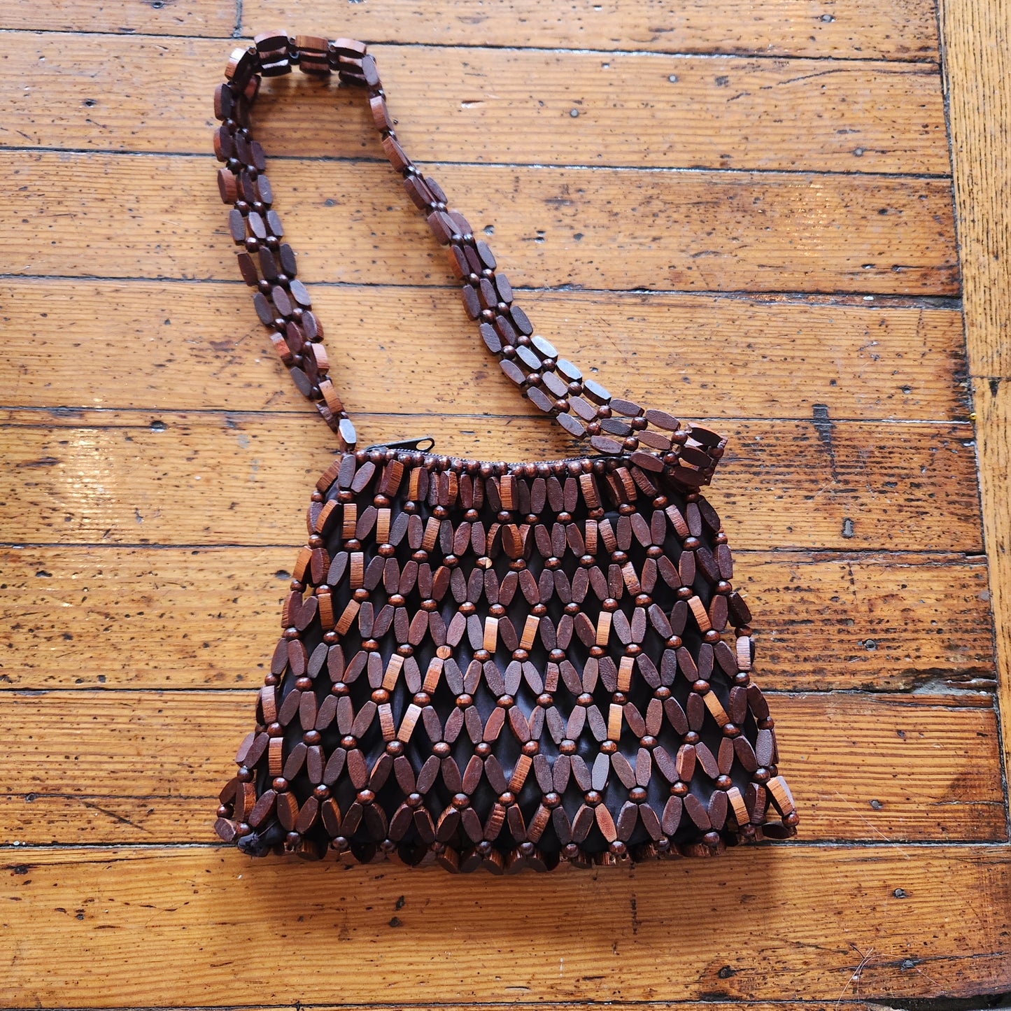 Vintage Wood Beaded Shoulder Bag  Vintage Vibes Boutique   