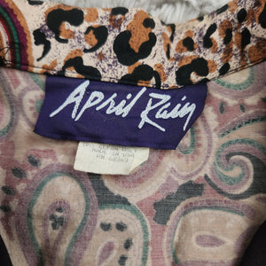 April Rain Vintage Paisley and Animal Print Short Sleeve Midi Dress Size 6