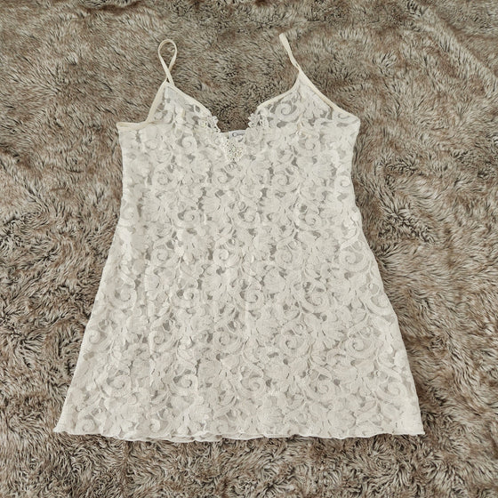 Cinema Etoile Vintage White Lace Lingerie Slip  Vintage Vibes Boutique   