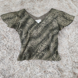 Danny & Nicole New York Vintage Animal Print Flutter Sleeve Top Size 12