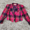 Design Partnership Vintage Cropped Blazer Bright Pink Plaid Size 8 Petite