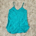 Inner Most Vintage Floral Satin Slip Lingerie Teal Green  Vintage Vibes Boutique   