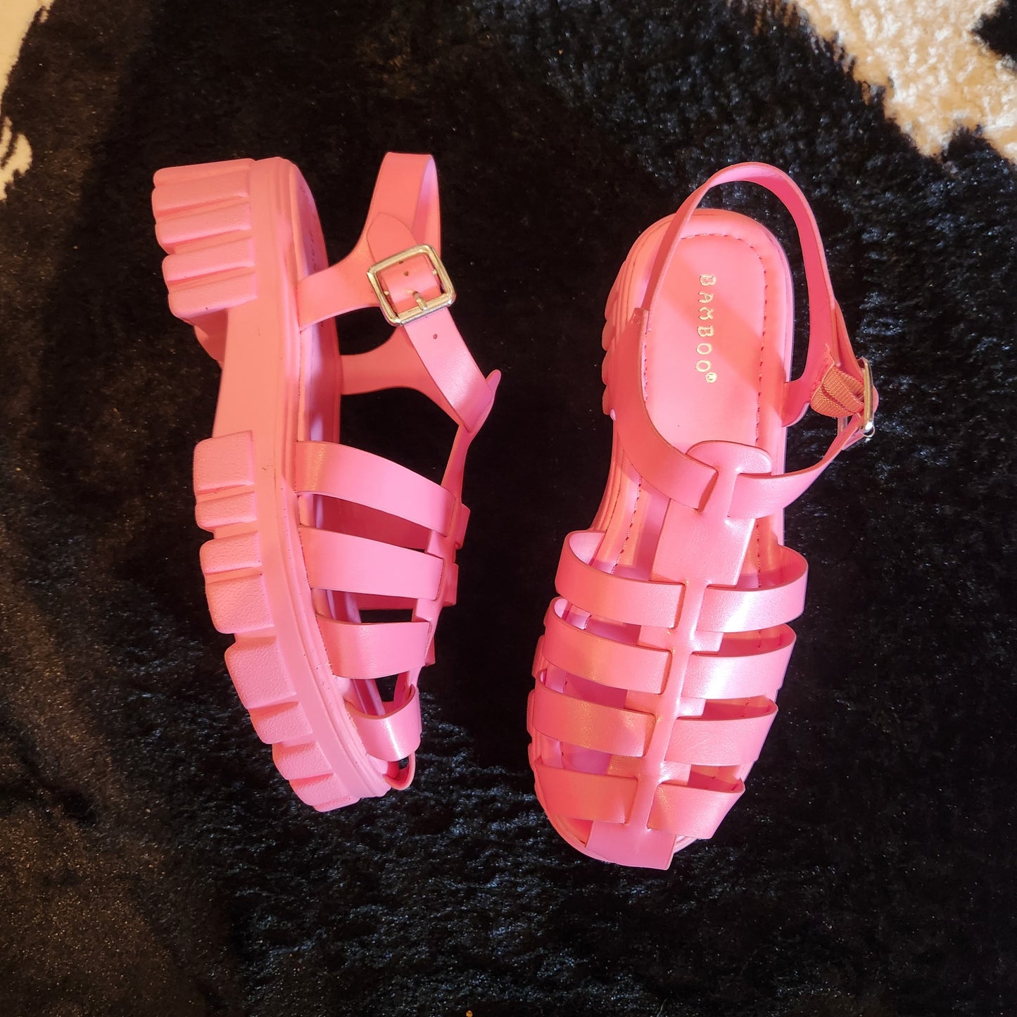 Pink Lug Sole Sandals  Vintage Vibes Boutique   