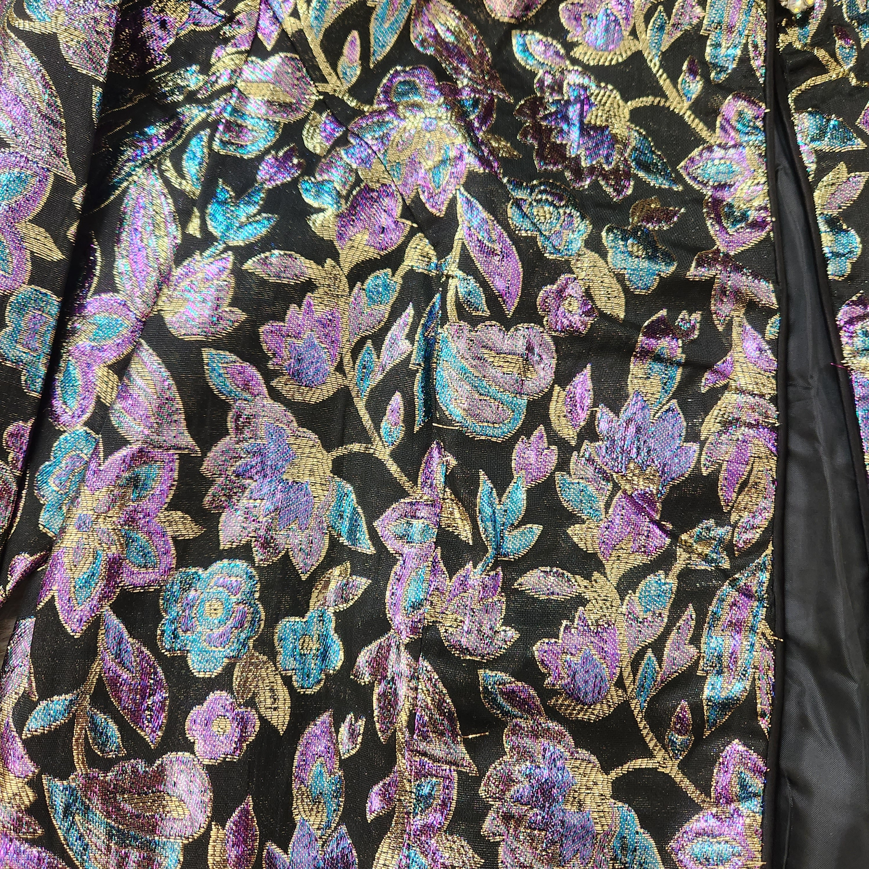 Patra Vintage Colorful Metallic Floral Bolero Jacket Size 12