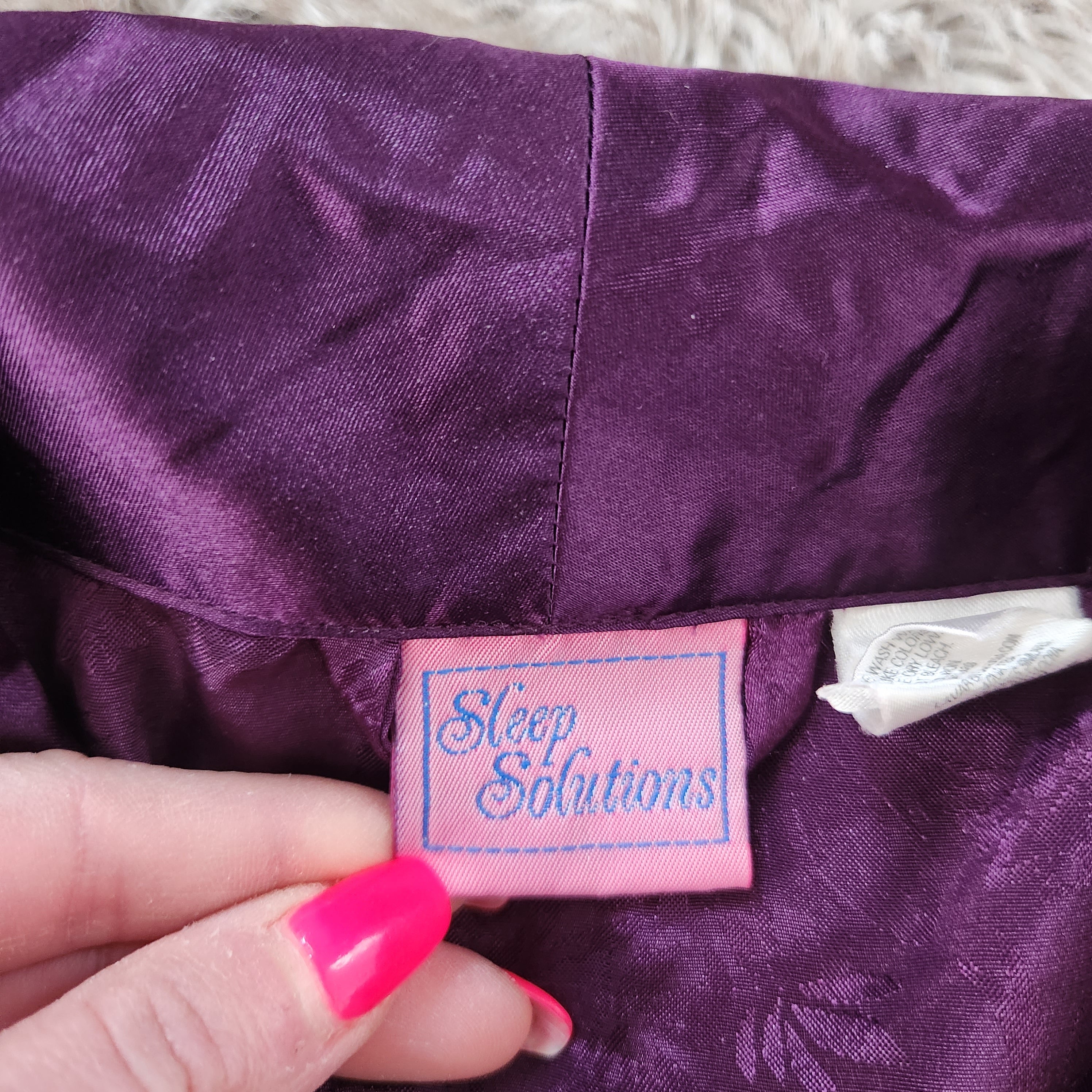 Sleep Solutions Vintage Satin Purple Full Length Robe Size 2X  Vintage Vibes Boutique   