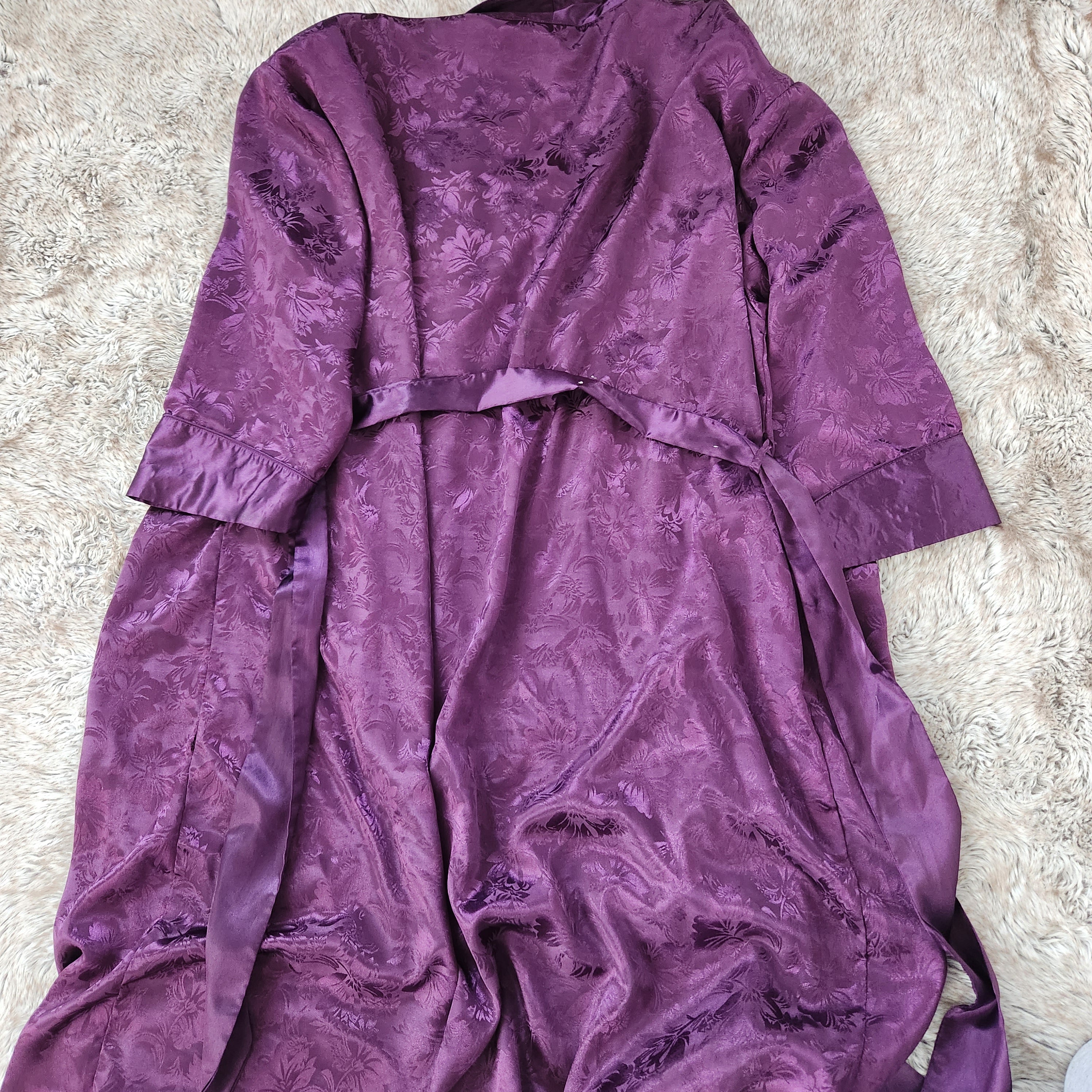 Sleep Solutions Vintage Satin Purple Full Length Robe Size 2X  Vintage Vibes Boutique   