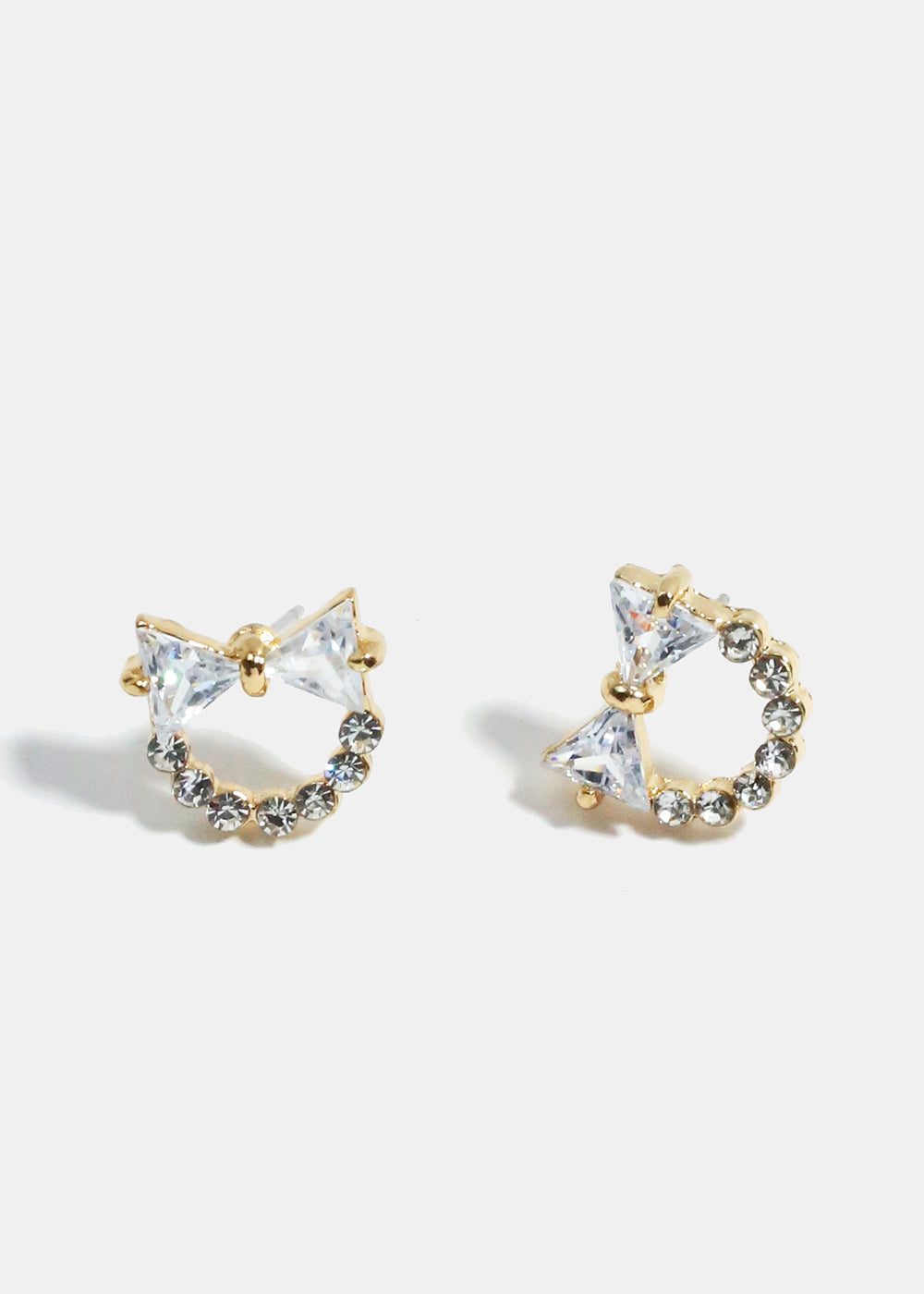 Bow Rhinestone Ring Earrings