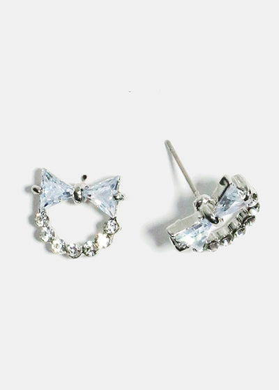 Bow Rhinestone Ring Earrings