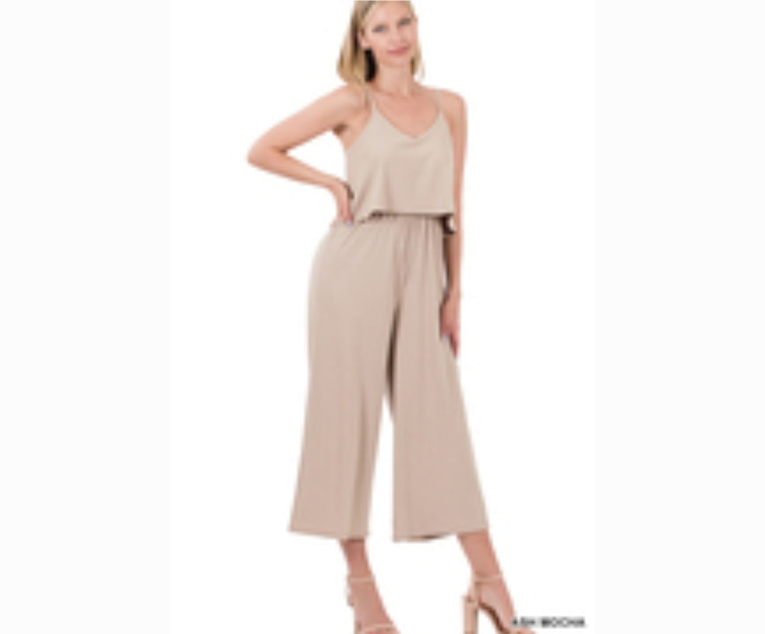 Nude Ribbed Double Layer Jumpsuit