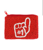 #1 Fan School Spirit Beaded Coin Purse  Vintage Vibes 607   