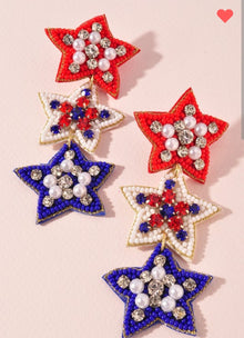  Red, White & Blue Star Earrings  Vintage Vibes 607   