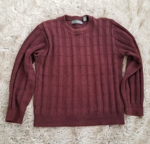 Oscar De La Renta Maroon Crewneck Knit Dad Sweater