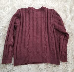 Oscar De La Renta Maroon Crewneck Knit Dad Sweater