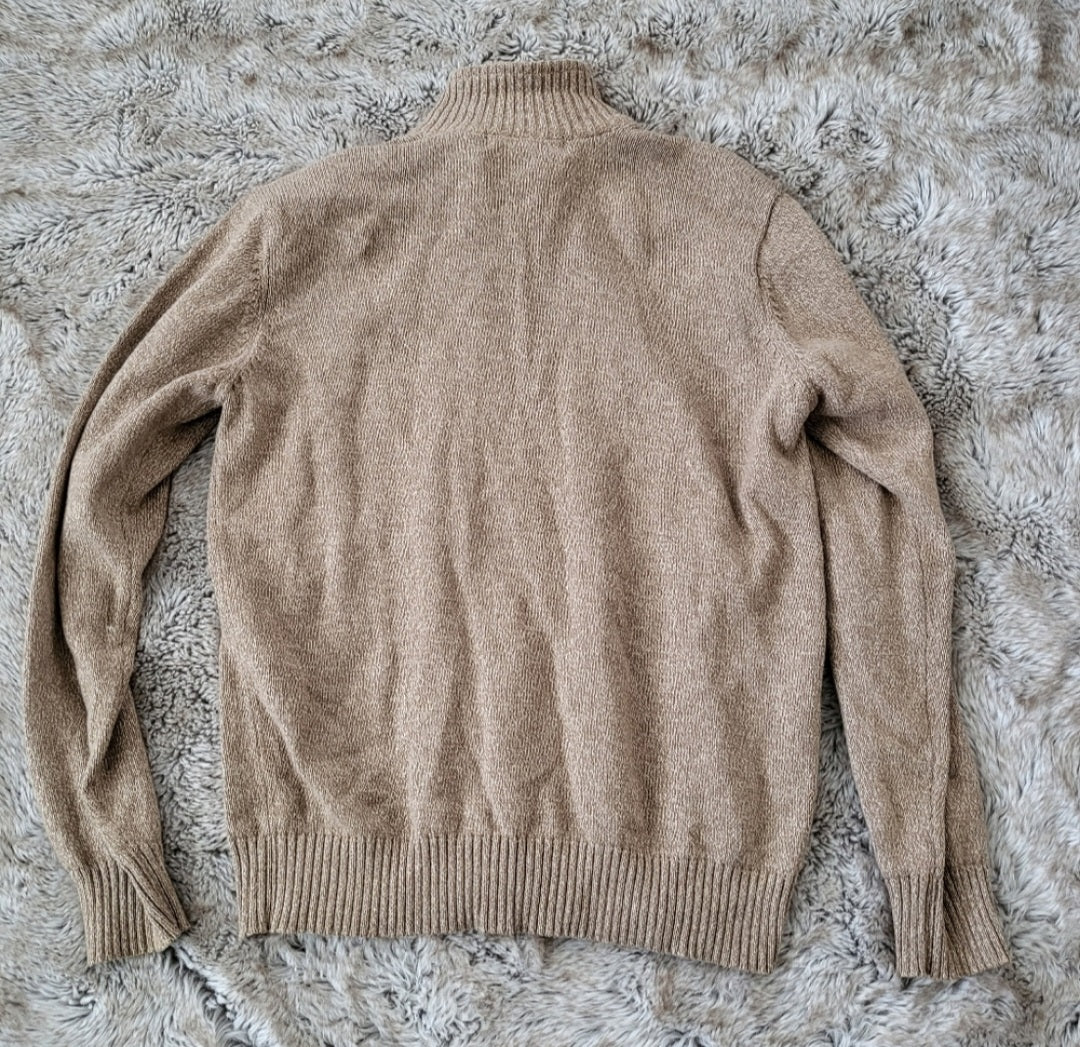 Oscar De La Renta Full Zip Closure Sherpa Lined Mock Neck Tan Sweater  Vintage Vibes 607   