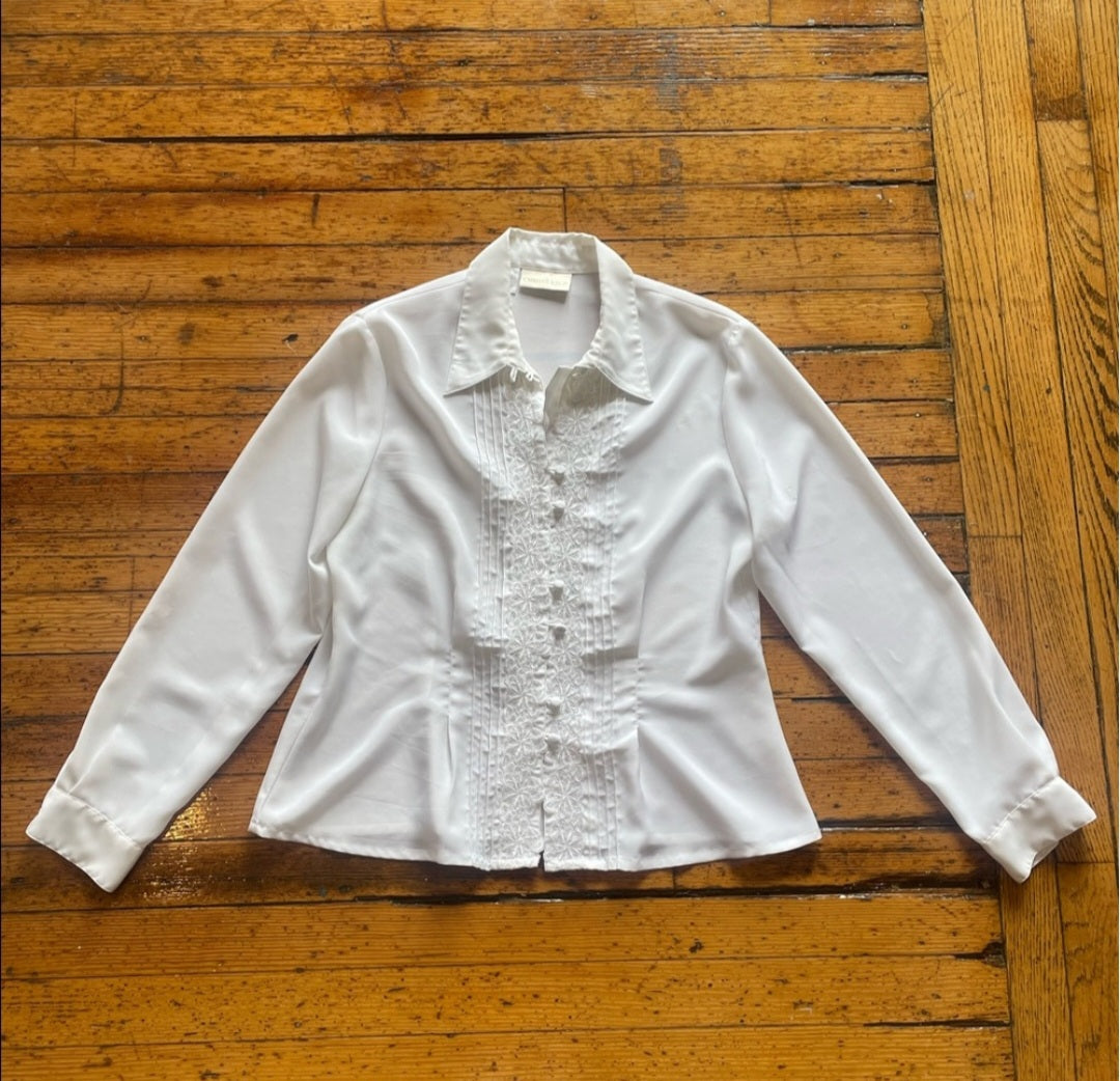 Christie & Jill Tuxedo Button Up Size 12  Vintage Vibes 607   