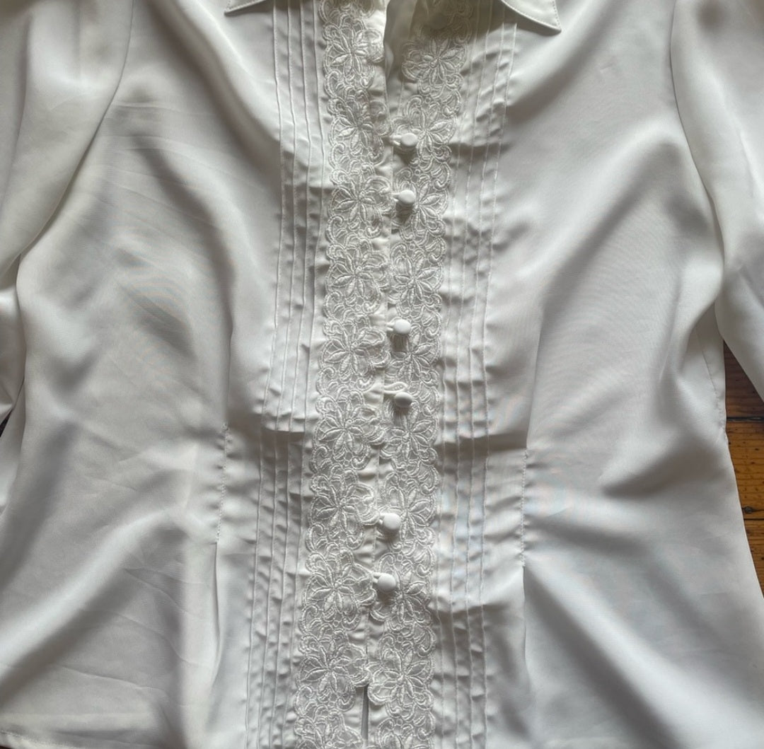 Christie & Jill Tuxedo Button Up Size 12  Vintage Vibes 607   