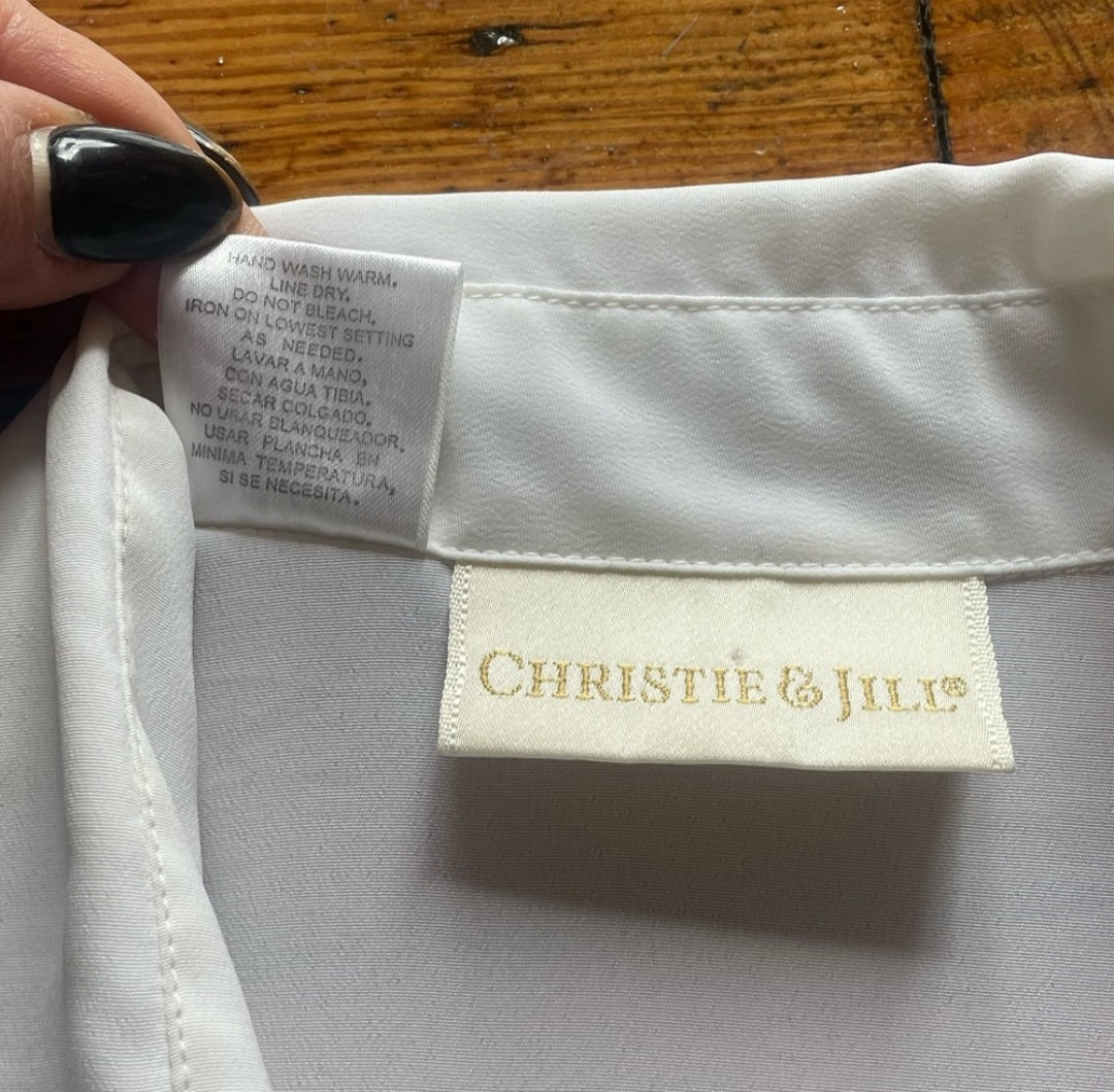 Christie & Jill Tuxedo Button Up Size 12  Vintage Vibes 607   